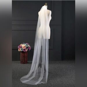 Single Tier IVORY Tulle Chapel Length Wedding Veil